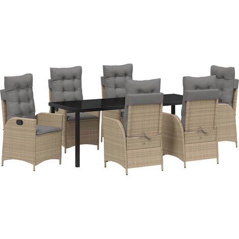 Maison Exclusive - Set da Pranzo per Giardino con cuscino 7 pcs Beige polyrattan