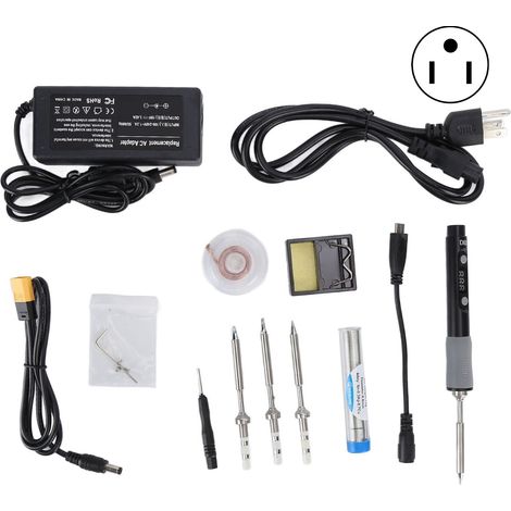 Kit de fer à souder portable SQD60B, outil de brasage électronique avec pannes, AC100-240V, prise US, 60W, pour réparation précise et bricolage. (1/5)