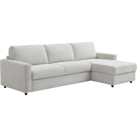 Canapé d'angle convertible express et réversible en tissu beige - Couchage 140 cm MILAVO (1/5)