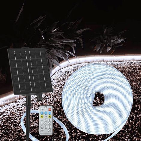 10 m langer Solar-LED-Streifen, IP68 wasserdicht, mit Fernbedienung, Timer, selbstklebend für Garten und Pool (1/5)