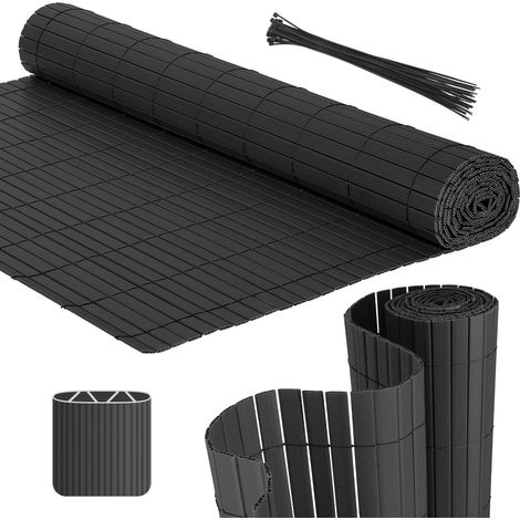 TolleTour Sichtschutzmatte PVC Sichtschutzzaun Anthrazit Windschutz fur Garten Balkon und Terrasse 140x500cm Stabile W-Form (1/5)