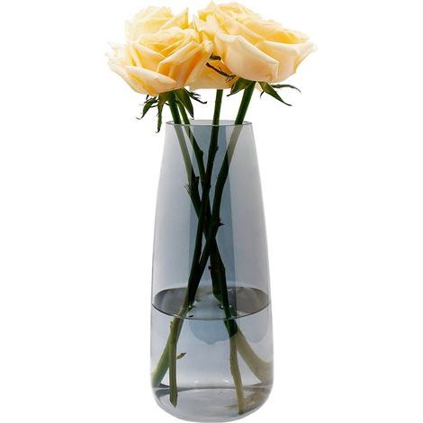 Vase en Verre Transparent Moderne pour Fleurs, 22 CM Haut, Décoration de Table, pour Herbe de la Pampa, Tulipes, Orchidées, Roses (Gris Fumé) (1/5)