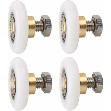 4 pièces Roulette Porte de Douche 23 mm, Roues de Rechange pour Porte de Douche Roulettes de Rechange pour Porte de Douche RainuréE avec vis Diamètre (1/4)