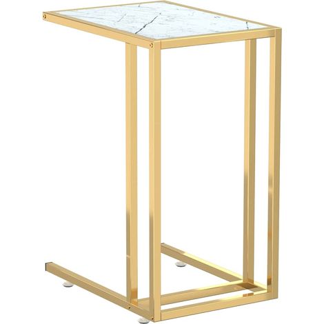 Maison Exclusive - Computer-Beistelltisch Weiß Marmor 50x35x65 cm (1/5)