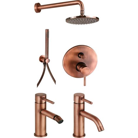 Ensemble de salle de bain complet en kit de douche couleur cuivre et mitigeurs Pollini Jessy KITJES2RA (1/5)