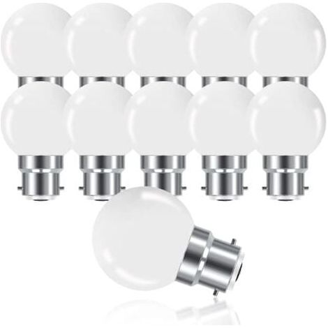Ampoule LED à baïonnette B22 3 W, mini ampoule boule de golf B22 G45, blanc chaud 3 000 K, 280 lm, non variable, lot de 10 [Classe énergétique G] (1/4)