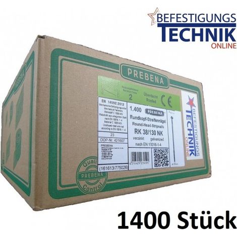 20° Streifennägel 3,8x130mm glatt verzinkt für Nagler Bostitch Prebena Paslode KMR BeA 1,4M-EN14854