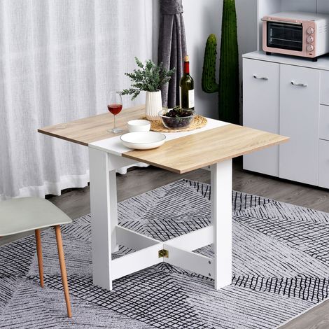 Mesa Plegable de Comedor Mesa Auxiliar de Cocina con Alas Abatibles Ahorra Espacio Diseño Moderno 103x76x73,5cm Madera (1/5)