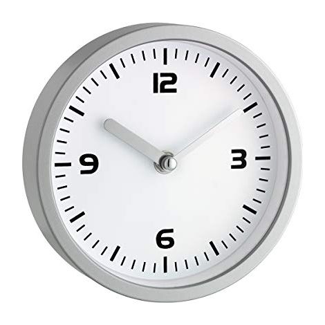 TFA Dostmann 60.3012 Quarzo Orologio da parete 16 cm x 45 mm Argento Adatto per bagno e ambienti umidi (1/2)