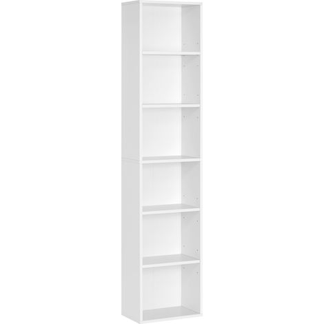 Vasagle – Bibliothèque blanche nuage 6 niveaux – Dimensions 24 x 40 x 178,5 cm – Meuble de rangement ouvert pour salon et bureau – Panneau d'aggloméré E1