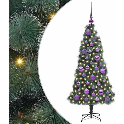 Un sapin de Noël artificiel pré-illuminé avec des guirlandes et un ensemble de boules décoratives, d'une hauteur de 120 cm. (1/5)