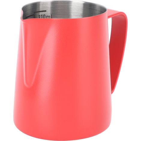 Pichet à lait à bec pointu, mousseur à café, 310 ml, acier inoxydable 304 avec graduation intérieure, rouge (1/5)