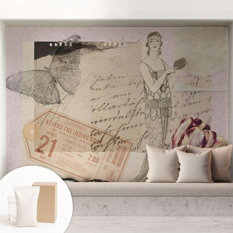 Papier peint décoratif avec colle pour salon, chambre à coucher et bureau – Design moderne et facile à poser Collage nostalgique 208x146 cm (1/5)