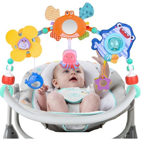 Arche de Poussette Jouets musicaux Mobiles Crib Jouet à emporter avec Support d activité sensorielle Pliable réglable pour transats (1/4)