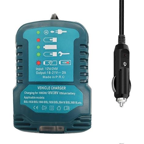 Chargeur allume-cigare portable 12 V/24 V pour batteries Li-ion HIKOKI 18 V (compatible avec les chargeurs de batteries HIKOKI). (1/5)