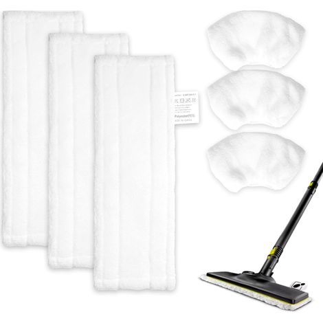 Lot de 3 chiffons en microfibre compatibles avec nettoyeur vapeur Kärcher EasyFix SC 1, SC 2, SC 3, SC 4, SC 5 - 3 chiffons de sol + 3 housses en tissu - Remplacement pour Kärcher Housse Nettoyeur (1/5)