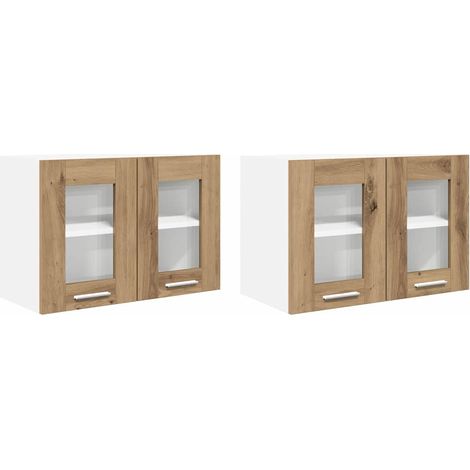 Mueble colgante Riga 2 pcs Roble artesanal 60 x 31 x 40 cm vidaXL