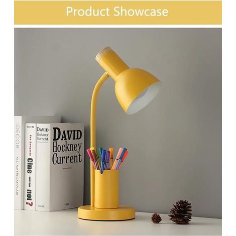 LAMPE A POSER-Lampe de bureau avec porte-stylo, art à la mode, lampe LED simple, protection des yeux, lecture,jaune