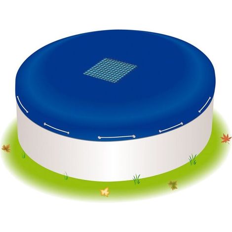Housse d'hiver ronde pour piscine gonflable, diamètre 4,2 m, grammage 140 g/m², avec filet de drainage 35 × 35 cm et cordon de serrage — compatible avec piscines jusqu’à 3,60 m de diamètre (1/3)