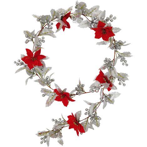 Guirlande de Noël argentée 175 cm guirlande de lierre artificielle polyvalente déco murale suspendue (1/2)