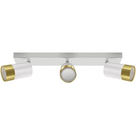 Plafonnier 3 Spots Orientables BLANC et OR pour Ampoule GU10 - S (1/2)