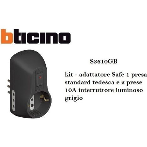 Kit adatt safe 1 pr. st ted+2 10a+int gr - bticino (1/2)