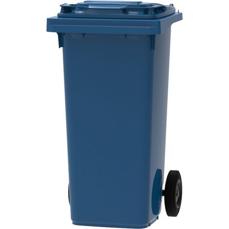 ESE France Conteneur Poubelle à déchets 2 roues - 120L - Robuste et Économique - 100% Recyclé - Bleu - Fabriqué en France (1/5)