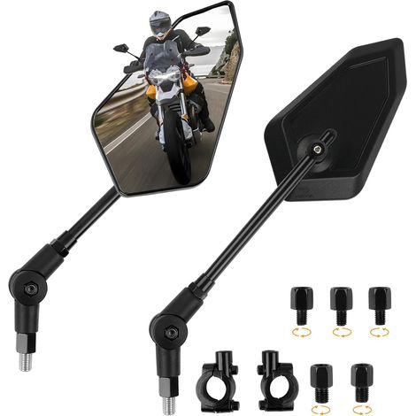 1 Paire Rétroviseur moto, M8 M10, Guidon 22mm, Verre HD, ABS, Universel Scooter ATV (1/5)