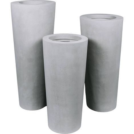 Bac polystone Ø 43 cm H 80 cm Ext. colonne gris ciment - dimhaut: H 80 cm - couleur: Cristal gris