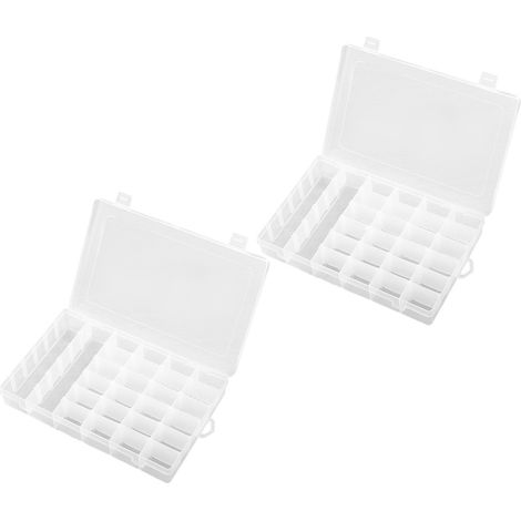 Boîte de rangement pour bijoux 2PCS 36 compartiments en ABS transparent avec séparateur amovible
