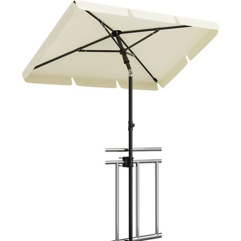 Parasol 200x125 cm, parasol de plage, hauteur réglable de 145 à 225 cm, pliable à 45° avec couverture, protection solaire, sans base (1/5)