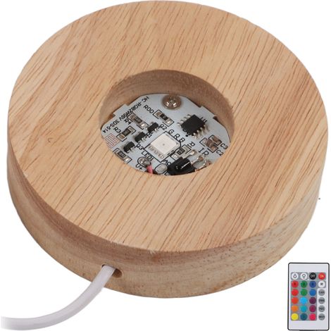 Socle lumineux LED en bois, écologique, élégant, robuste et durable, pour de nombreuses applications. Socle LED couleur.