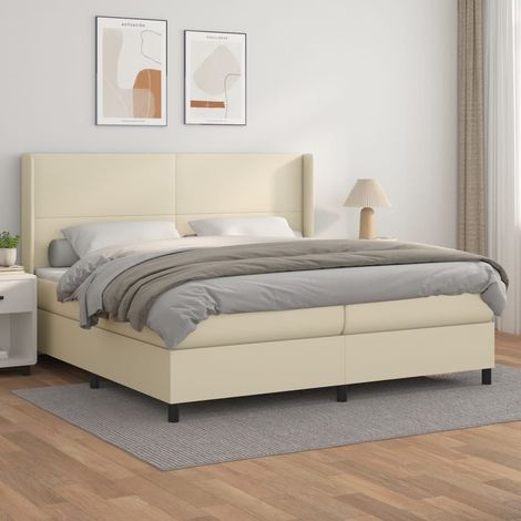 Boxspringbett mit Matratze Creme 200x200 cm Kunstleder vidaXL (1/5)