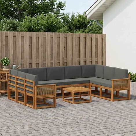 vidaXL Outdoor-Sofagarnitur mit Kissen 10 pcs Natur und Anthrazit (1/5)
