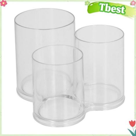 Tbest Récipient de maquillage rond transparent en plastique Porte-pinceau de Maquillage Rond en Plastique meuble rangement (1/5)