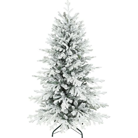 Künstlicher Weihnachtsbaum, 150cm Christbaum mit Schnee, 1162 Zweigen, klappbarem Metallständer
