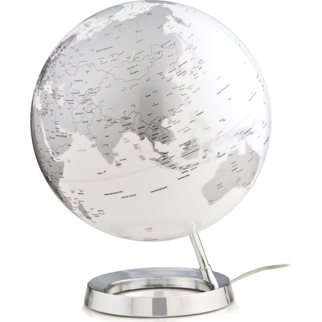 Tecnodidattica – Mappamondo Light&Colour Metal Chrome Luminoso, girevole, con cartografia Politica aggiornata Lampada di design Diametro 30 cm (1/2)