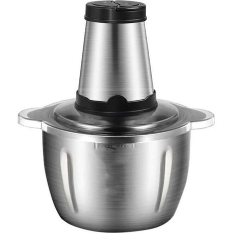 Robot culinaire électrique de 250 W avec 2 vitesses, 4 lames en acier inoxydable, bol de 2 L en acier inoxydable, conception anti-éclaboussures, traitement rapide des légumes, de la v (1/4)