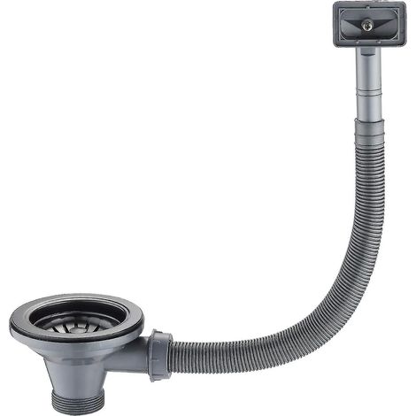 Évier de cuisine en inox avec trop-plein carré 114 mm, bonde en acier inoxydable (1/3)