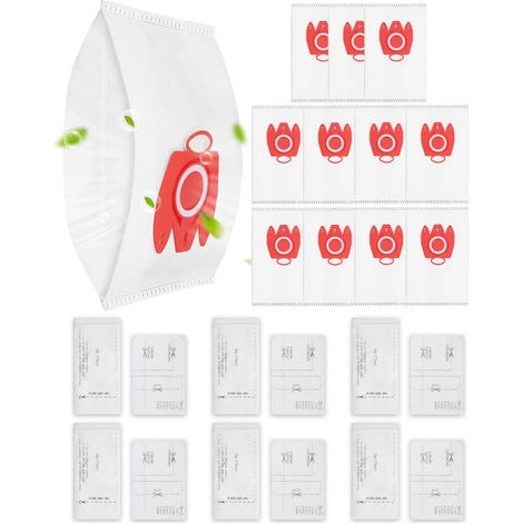 12 Sacs Aspirateur - 6 Filtres - Compatibles Miele FJM - Filtration 5 Couches - Pour Séries C1 C2 Et S2 À S7 - Blanc - Taille Standard (1/5)