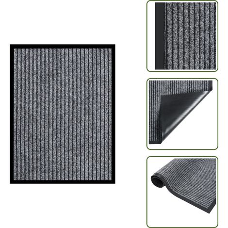 Fußmatte Grau Gestreift 40x60 cm - Haustürmatte - Fussmatte - Gestreifte Matte - Rutschfest - Nadelfilz (1/5)