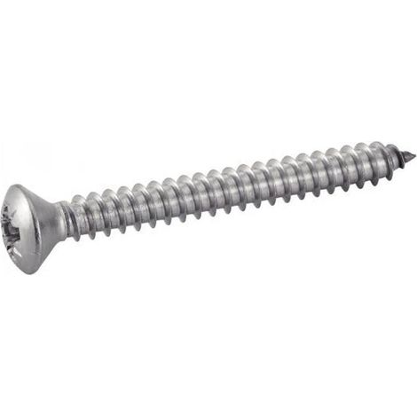 200 Vis à Tôle Tête Fraisée Bombée Pozidriv 4.8 x 9.5 mm - DIN 7983 - Inox A2 - D-Work