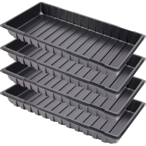 Garronda Plateau de Culture, Bac de Culture en Plastique pour Mini Serre et Semis, Plateau pour Plantes et Jardin, Bac de Germination Étanche, Idéal pour Potager et Balcon, Lot de 4 (60x30 cm, Noir)