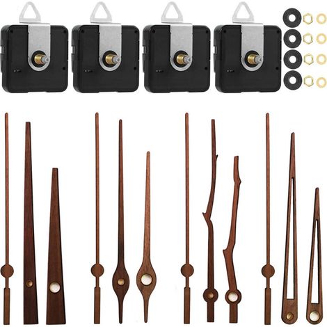 Quartz Clock Movement Parts with 4 Types of Walnut Wood Clock Hands, Clock Accessories for Clock Repair Replacement (Suitable for 12 Inch Clocks) (1/5)