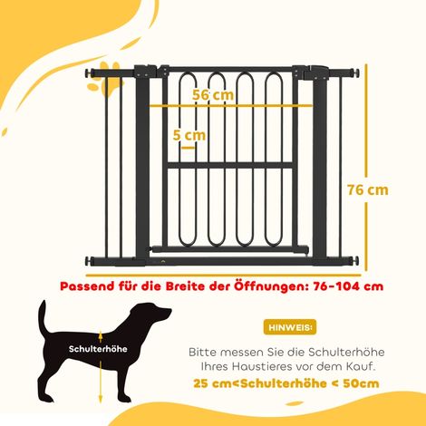 Barrière de sécurité extensible pour chien, 76 à 104 cm, sans perçage, idéale pour escalier et porte.