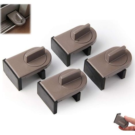 Set da 4 pezzi - Blocco per finestra - Clip di montaggio in alluminio per zanzariera - Blocco regolabile per finestra scorrevole - Fermafinestra antifurto regolabile a cuneo - Clip di montaggio in all