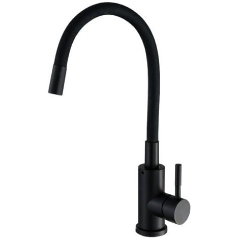 Flexibler Küchenarmatur Wasserhahn mit 2 Strahlarten, Abklappbarer Küchenarmatur, Flexibler Spültischarmatur mit Warm- und Kaltwasser (Schwarz) (1/4)