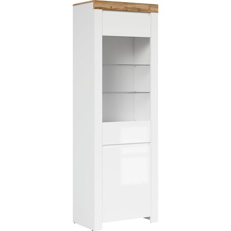 Vitrine 2 portes Hella Blanc et Bois (1/5)
