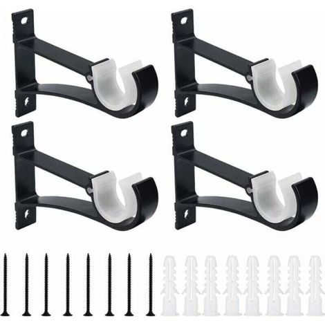 (Noir) Paquet de 4 supports de tringle à rideau en alliage d'aluminium Support de tringle à rideau de 118 cm Support de tringle à rideau antirouille avec vis et tube d'expansion pour salon bureau bure (1/5)