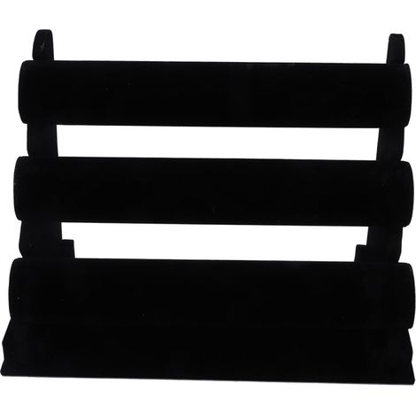 1 présentoir à bijoux, 3 niveaux, velours noir, pour montres bracelets joncs, rangement et présentation (1/5)